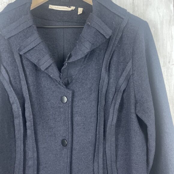 Soft Surroundings Aveline Jacket Large Black Wool Blend Shawl Collar Snap Front - Picture 2 of 10